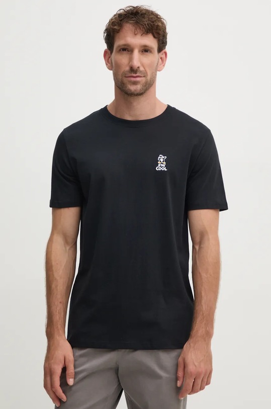 Pamučna majica Lindbergh natpis crna 30.400235.SPACE.BLAC