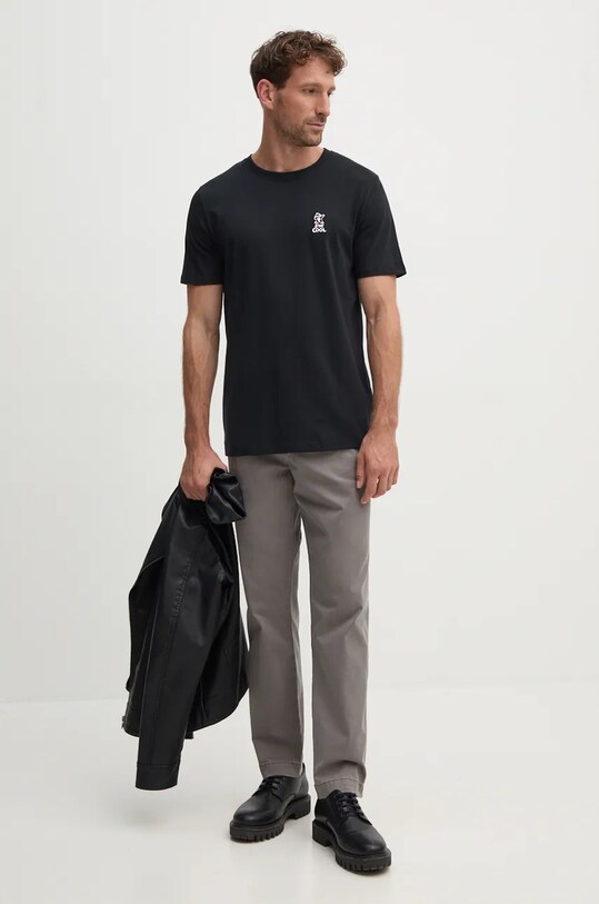 Lindbergh tricou din bumbac 30.400235.SPACE.BLAC negru AW24