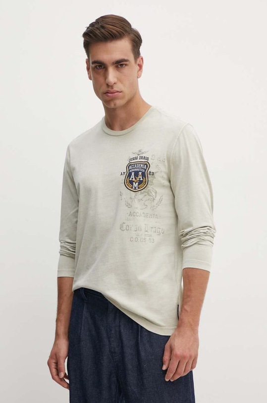 Aeronautica Militare longsleeve din bumbac imprimeu bej TS2300J652