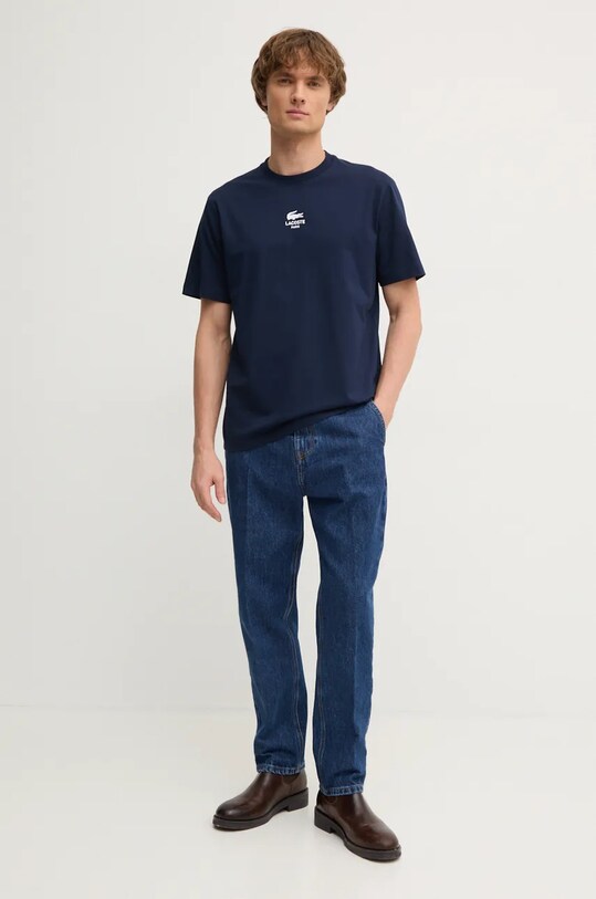 Хлопковая футболка Lacoste TH2739 тёмно-синий SS25