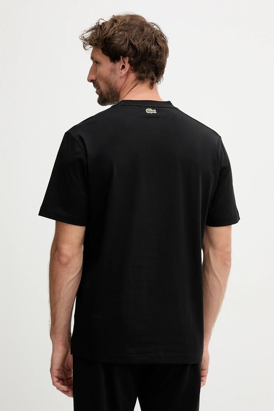 Ρούχα Βαμβακερό μπλουζάκι Lacoste TH2739 μαύρο