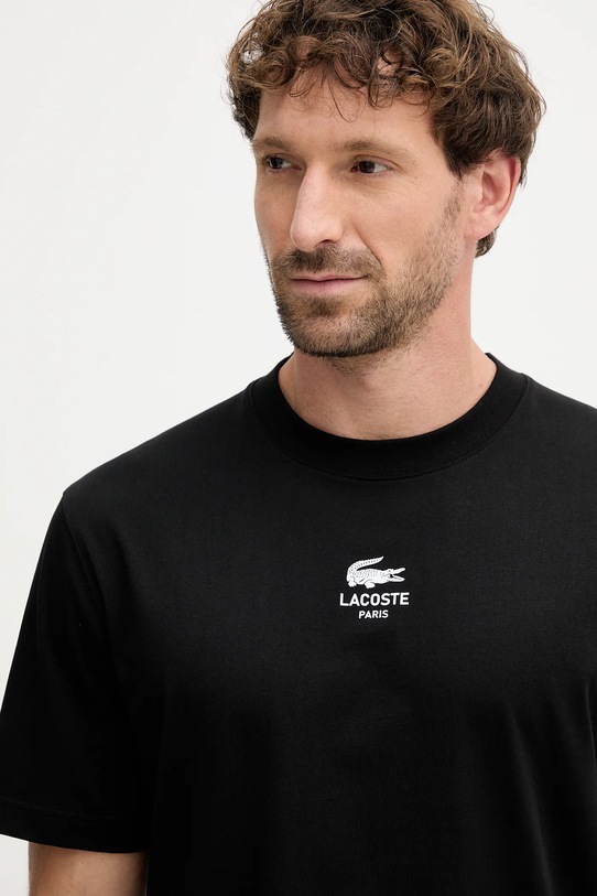 Βαμβακερό μπλουζάκι Lacoste μαύρο TH2739