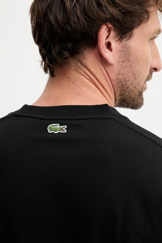 Βαμβακερό μπλουζάκι Lacoste TH2739 μαύρο