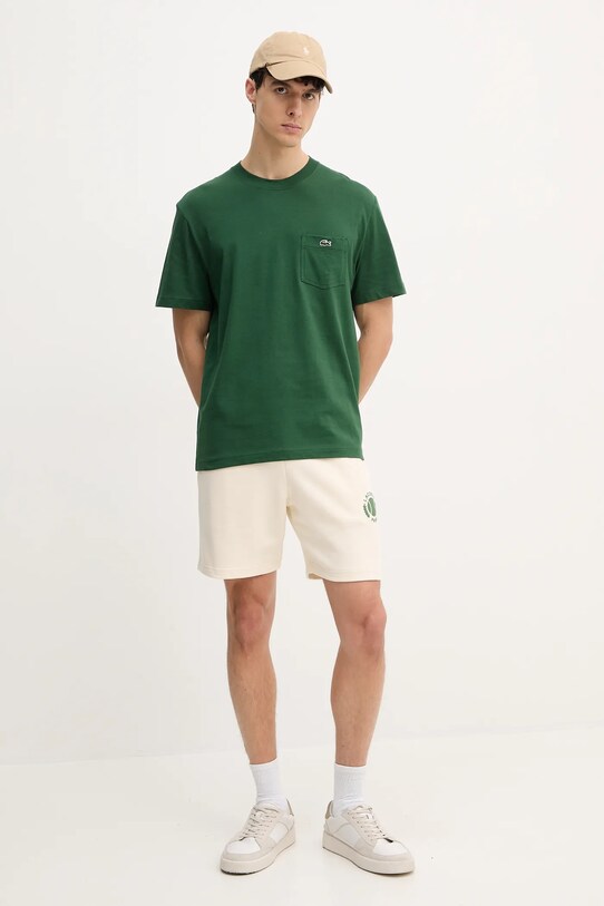 Bavlněné tričko Lacoste TH2827 zelená SS25