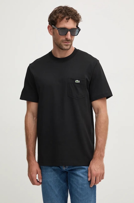 Бавовняна футболка Lacoste бавовна чорний TH2827