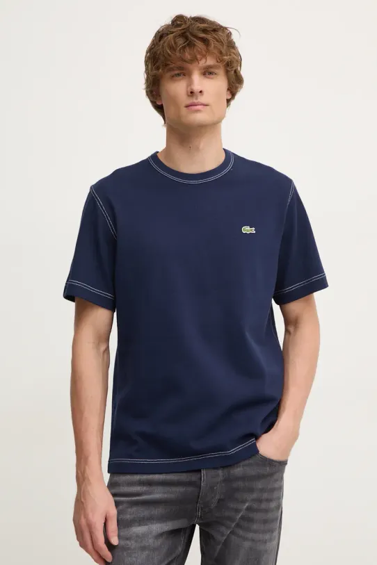 Памучна тениска Lacoste стандартна тъмносин TH2829