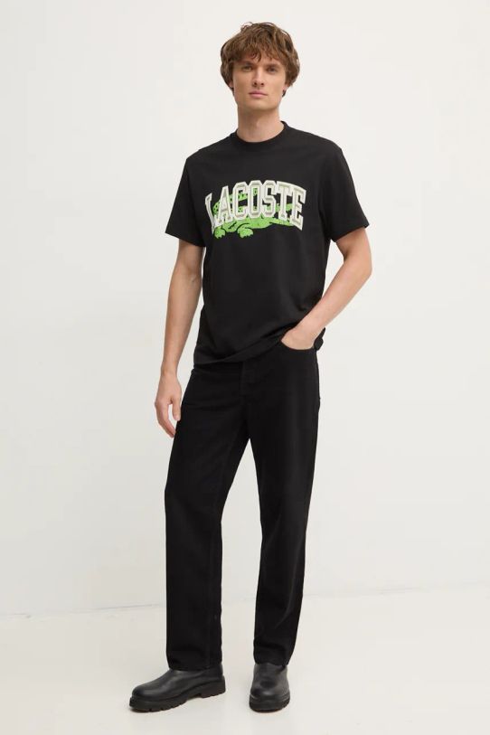 Lacoste t-shirt pamut fekete TH4149