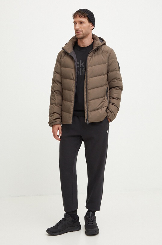 Pamučna majica Jack Wolfskin Brand 1809591 crna AW24