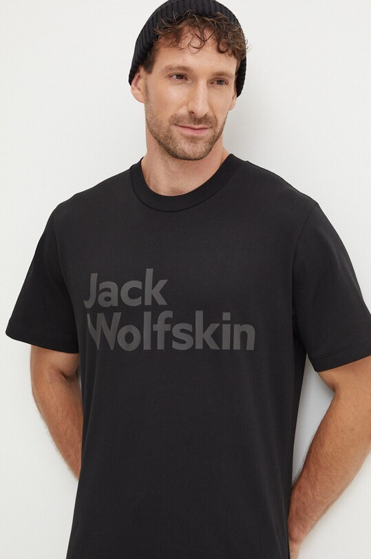 Pamučna majica Jack Wolfskin Brand crna 1809591
