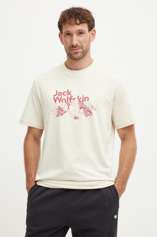 Jack Wolfskin tricou din bumbac Bergblick bej A60070