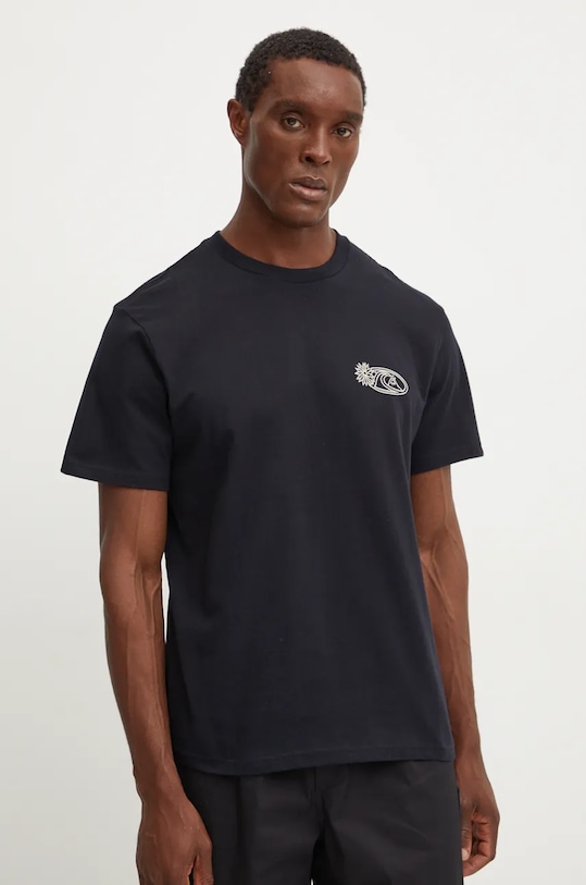 Bavlnené tričko Quiksilver Right Point Mor potlač čierna AQYZT09905