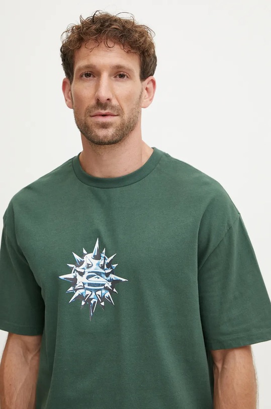 Bavlněné tričko Quiksilver Spike Ball Mer zelená AQYZT09918