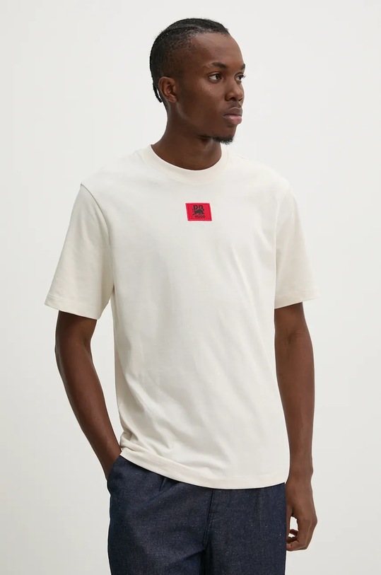 Bavlněné tričko HUGO x RACING BULLS béžová 50530039