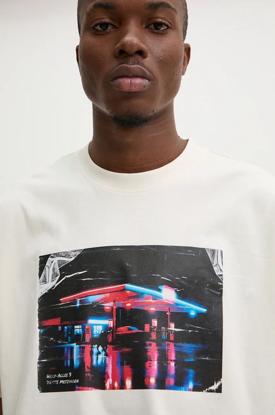 Bavlněné tričko HUGO x RACING BULLS béžová 50530069