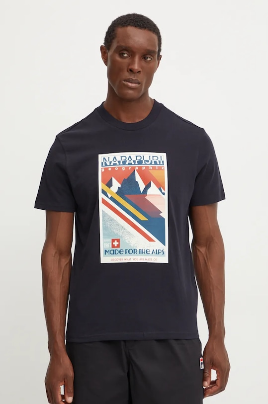 Napapijri t-shirt bawełniany S-Portalet nadruk czarny NP0A4I3E0411