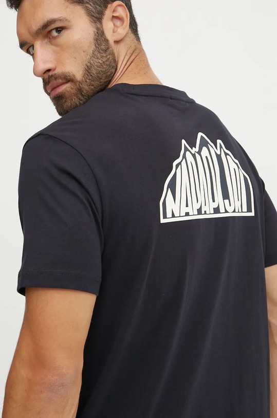 Bombažna kratka majica Napapijri S-Linth Okrogel črna NP0A4I390411