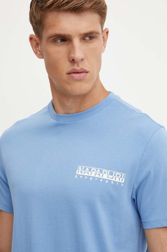 Βαμβακερό μπλουζάκι Napapijri S-Mele μπλε NP0A4IN4I821