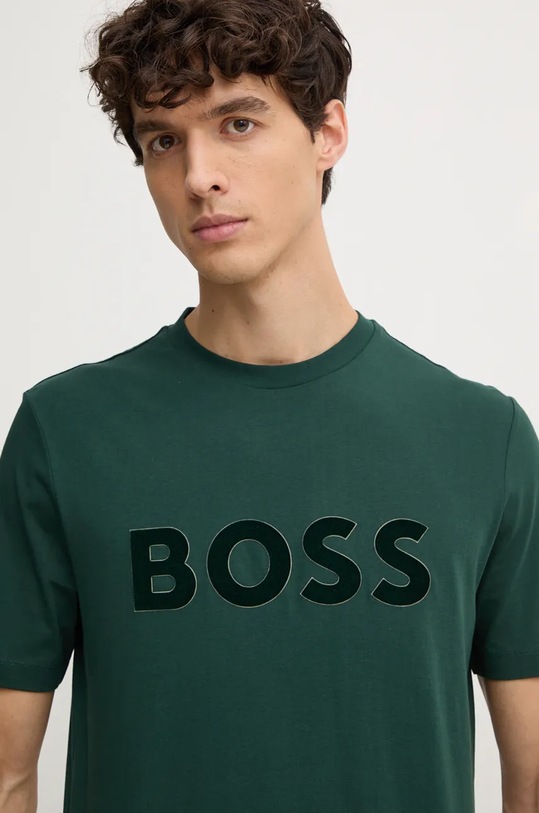 BOSS t-shirt bawełniany zielony 50527338