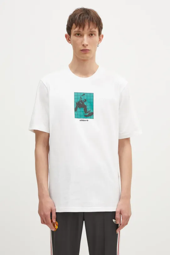 Хлопковая футболка adidas Originals GRFX Tee хлопок бежевый IZ4839