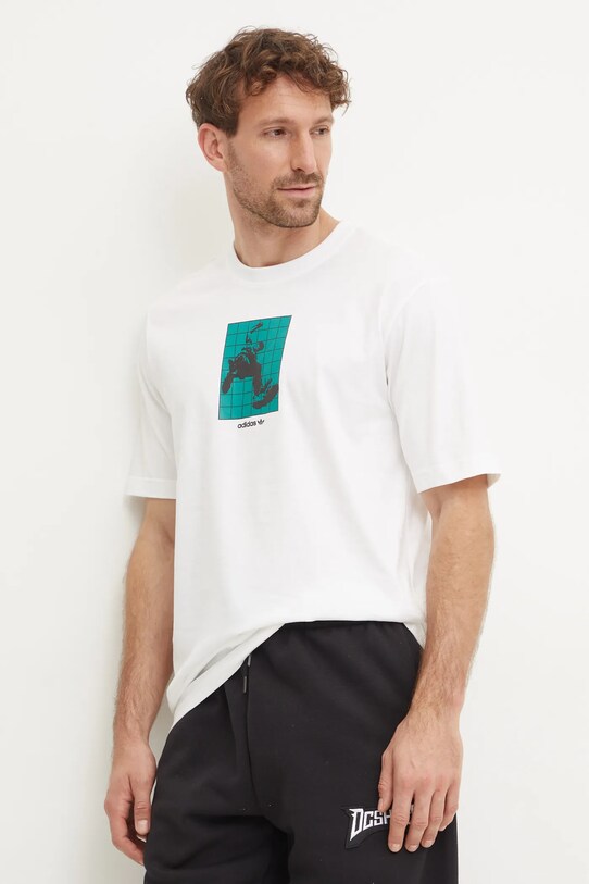 Хлопковая футболка adidas Originals GRFX Tee бежевый IZ4839