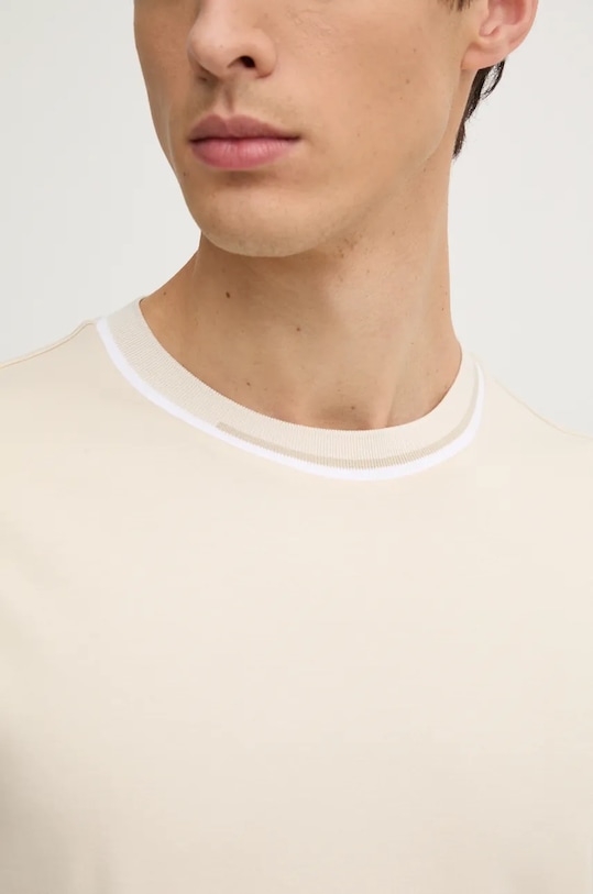 Bavlněné tričko BOSS 50530089 béžová