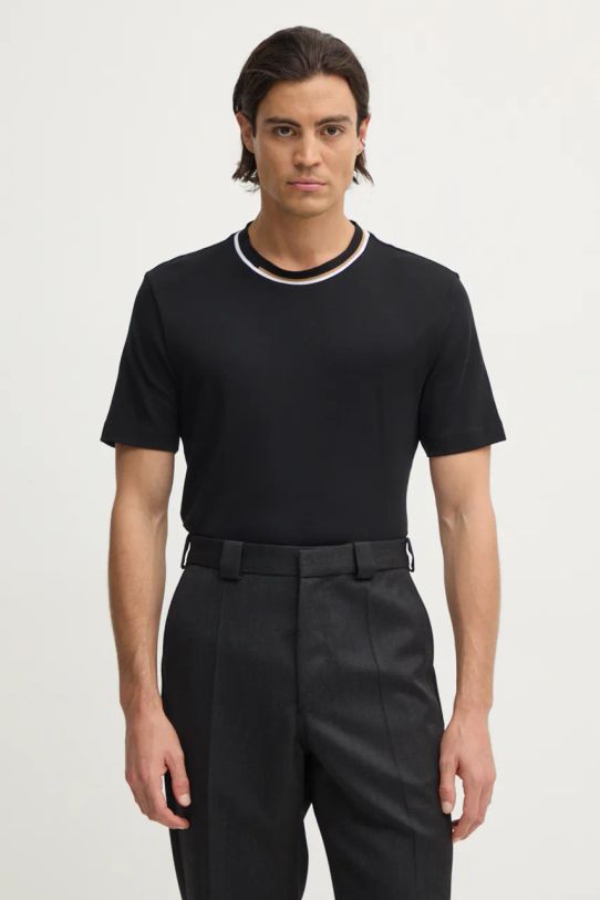 Bavlněné tričko BOSS hladký černá 50530089