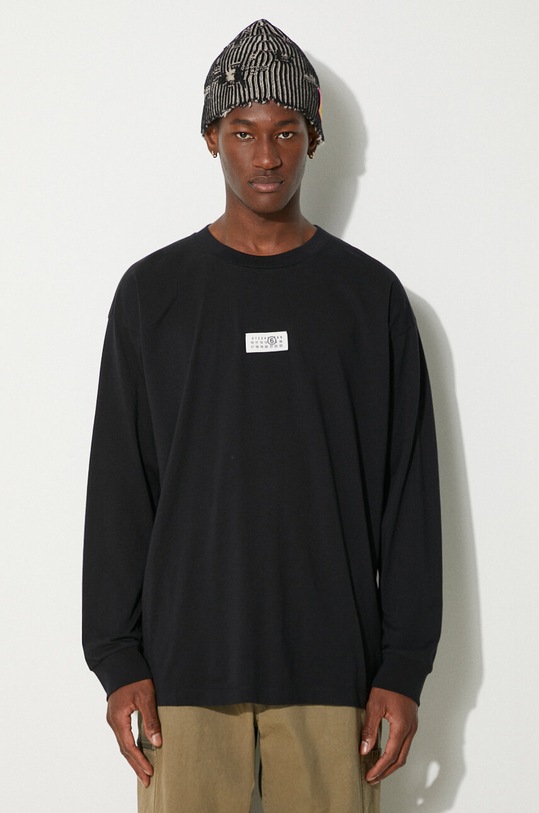 MM6 Maison Margiela cotton longsleeve top relaxed black SH0GC0034.S24312