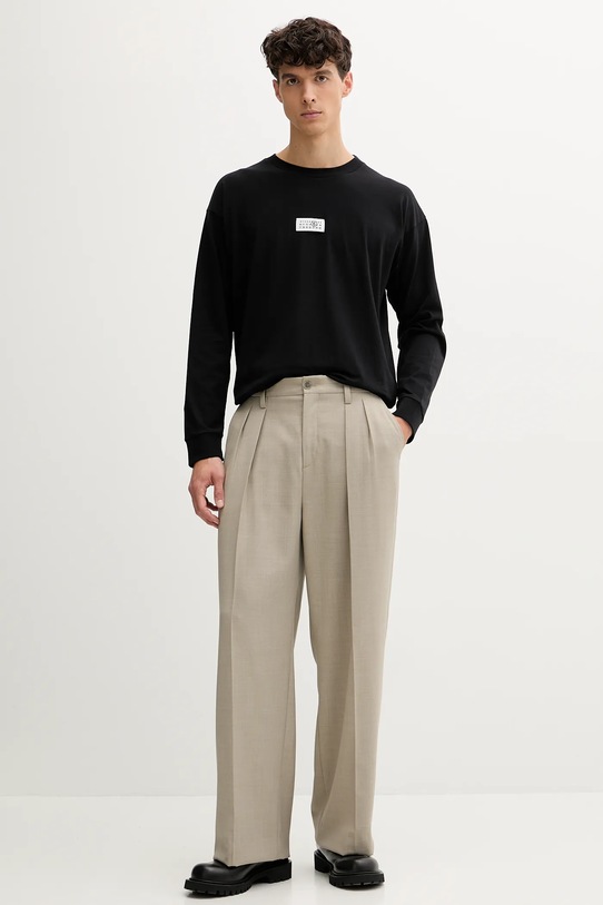 Bavlnené tričko s dlhým rukávom MM6 Maison Margiela SH0GC0034.S24312 čierna AW25