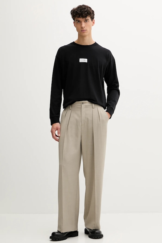 Бавовняний лонгслів MM6 Maison Margiela SH0GC0034.S24312 чорний AW25