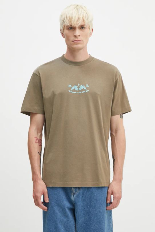 Βαμβακερό μπλουζάκι Marcelo Burlon Vintage Logo Basic Tee χαλαρό πράσινο CMAA056F24JER0066E4D