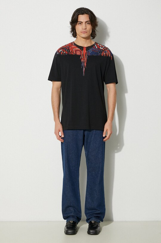 Бавовняна футболка Marcelo Burlon Bandana Wings Basic Tee CMAA056F24JER0031027 чорний AW24