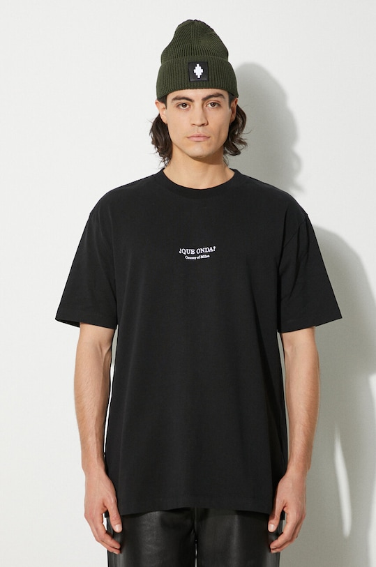 Marcelo Burlon tricou din bumbac Que Onda Basic Tee negru CMAA056F24JER0071001