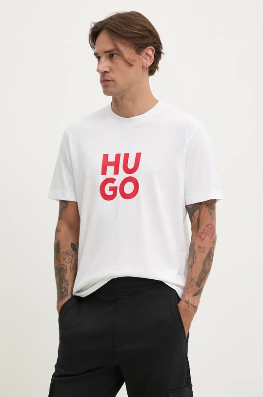 HUGO tricou din bumbac print alb 50523839