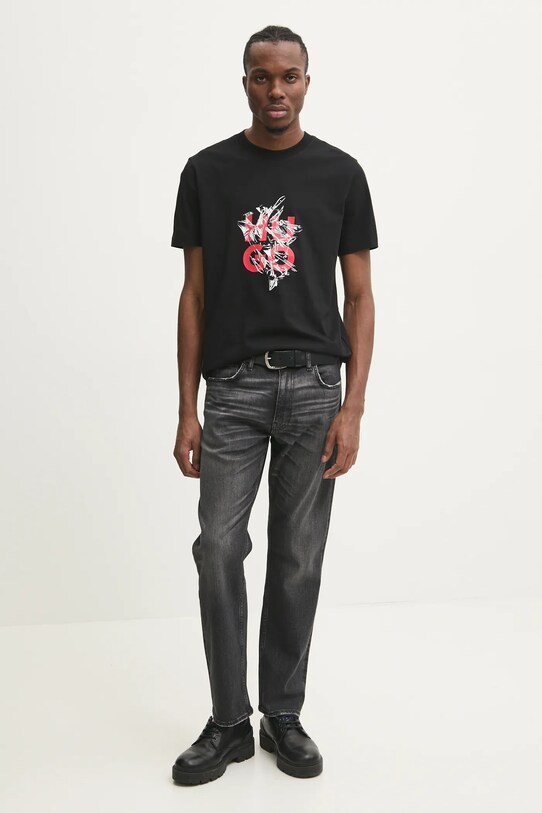 HUGO t-shirt bawełniany 50523839 czarny AW24