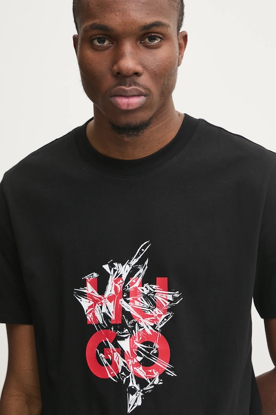 HUGO t-shirt bawełniany czarny 50523839