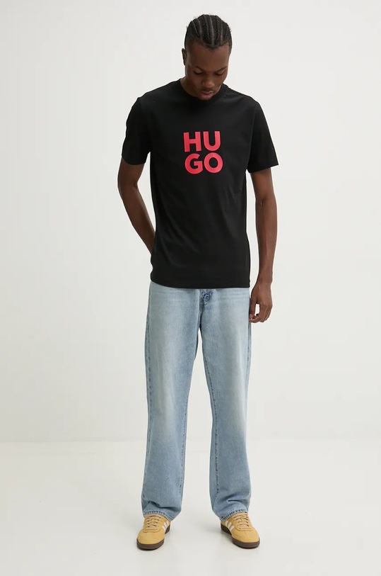 HUGO t-shirt bawełniany 50523839 czarny AW24
