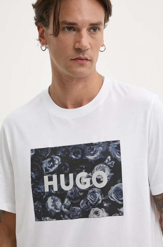 Bavlněné tričko HUGO bílá 50523999