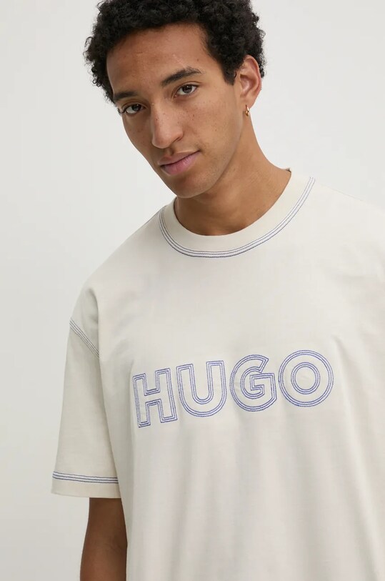 Бавовняна футболка Hugo Blue 50521686 бежевий AW24