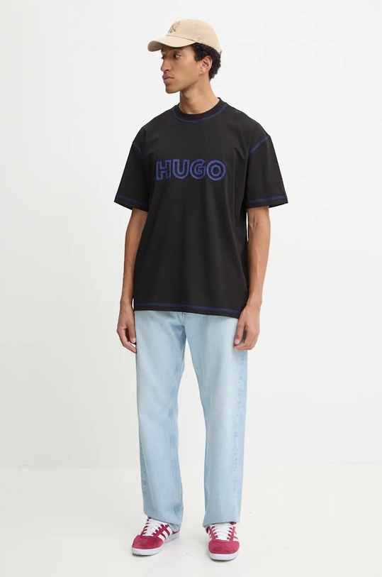 Bavlnené tričko Hugo Blue 50521686 čierna AW24