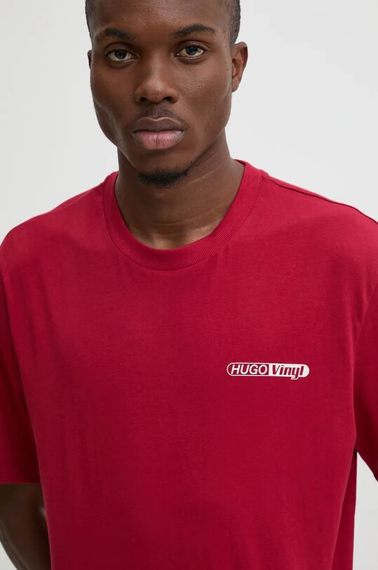 HUGO Blue t-shirt bawełniany bordowy 50523782