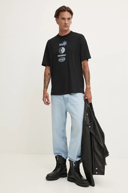 Бавовняна футболка Hugo Blue 50523849 чорний AW24