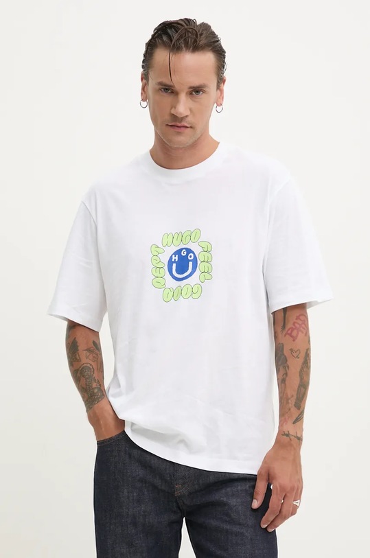 HUGO Blue t-shirt bawełniany biały 50523858