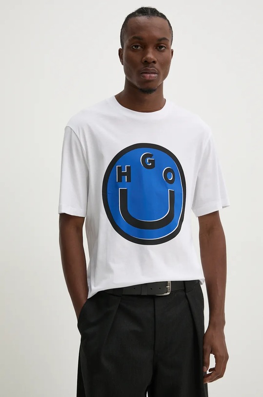 Hugo Blue tricou din bumbac print alb 50525333