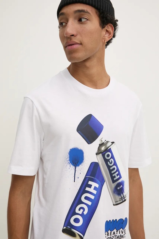 Hugo Blue tricou din bumbac print alb 50528970