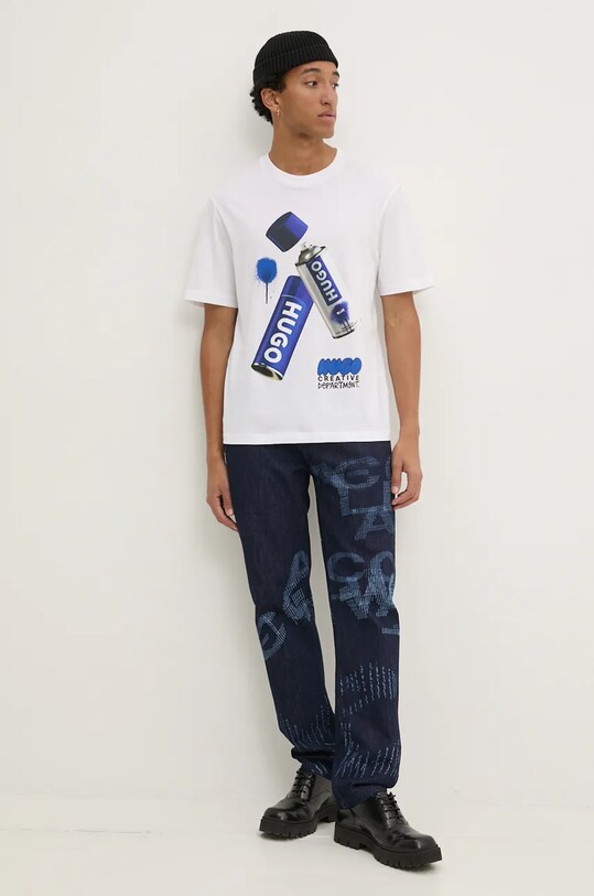 Hugo Blue tricou din bumbac 50528970 alb AW24