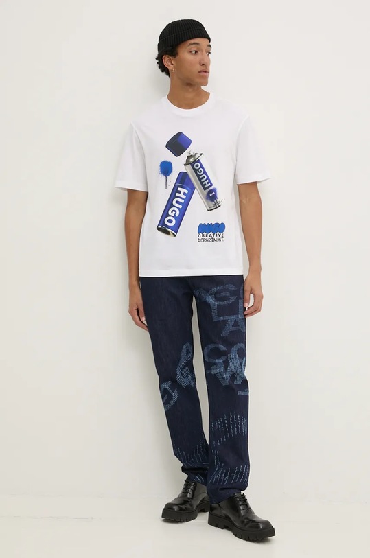 Hugo Blue tricou din bumbac 50528970 alb AW24