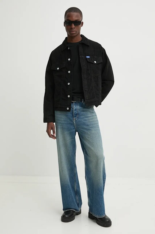 Βαμβακερό μπλουζάκι Hugo Blue 50532295 μαύρο AW24