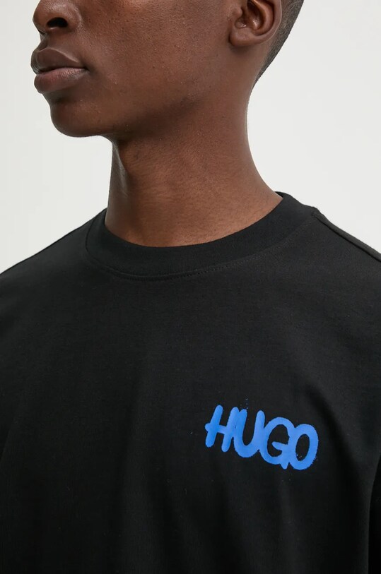 Βαμβακερό μπλουζάκι Hugo Blue 50532295 μαύρο