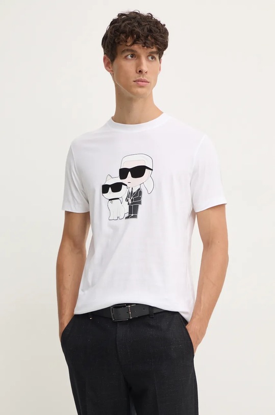Karl Lagerfeld t-shirt bawełniany nadruk biały 544241.755061