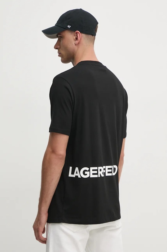 Βαμβακερό μπλουζάκι Karl Lagerfeld μαύρο 544225.755440